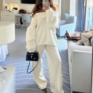 White off the shoulder sweater
